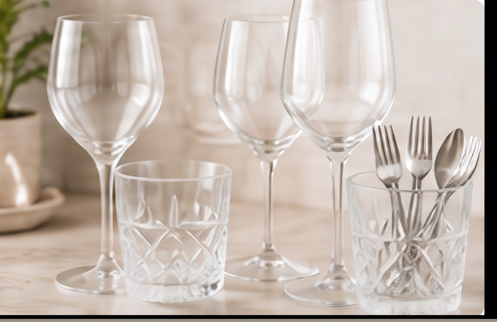 Verres à pied et vaisselle délicate