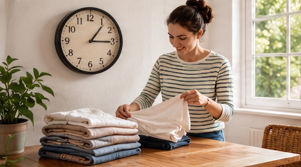 Cycles Eco courts — plier le linge pendant que le cycle avance