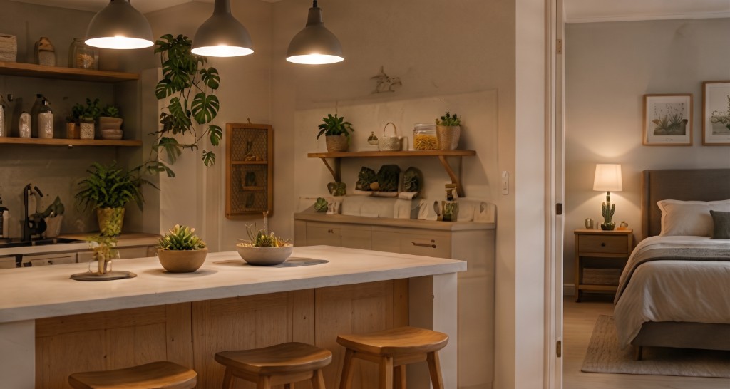 Classe sonore C — cuisine ouverte vers une chambre