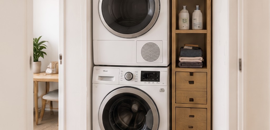 Installation en colonne — sèche-linge superposé au lave-linge