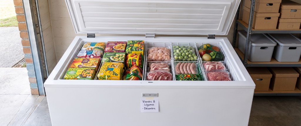 Congélateur coffre rempli — très grande capacité de stockage