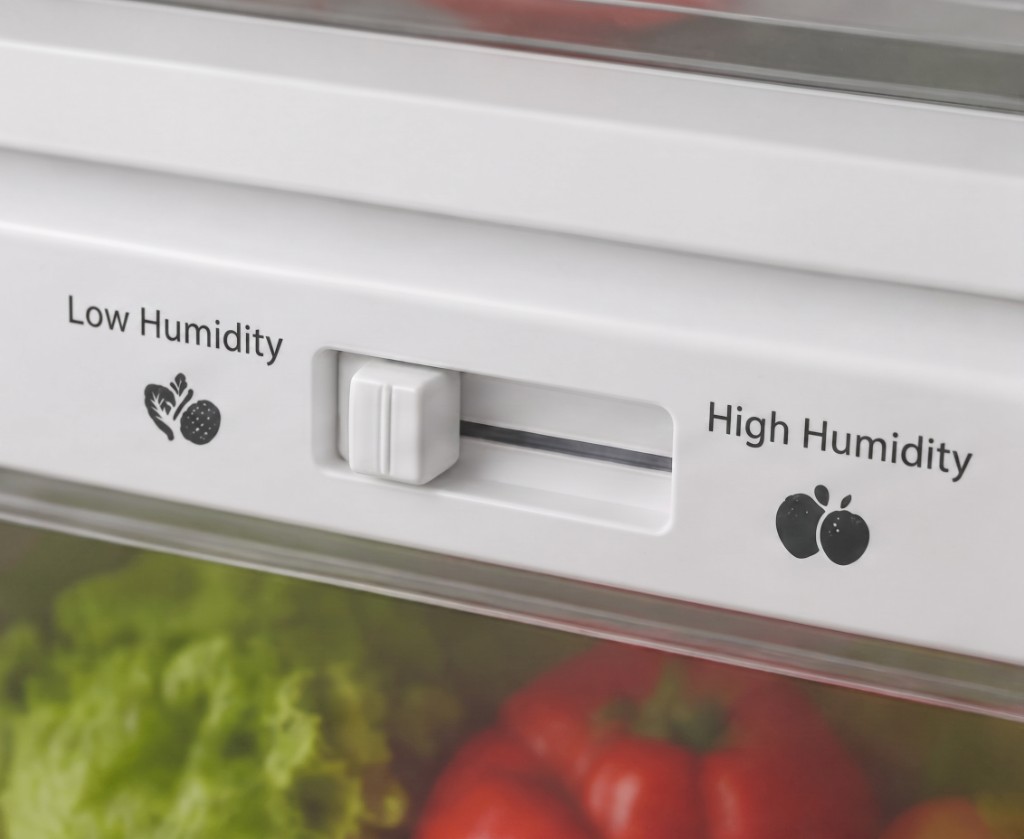 Réglage d'humidité sur un bac à fruits et légumes