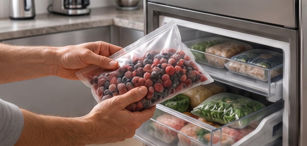 Congélation d'aliments frais dans un congélateur