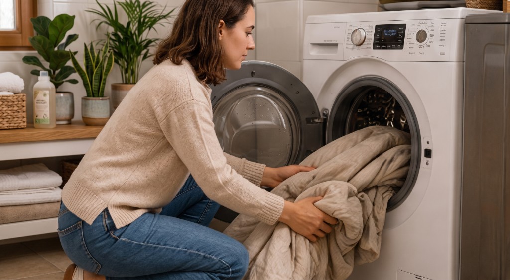 Ouverture du hublot — chargement de linge volumineux
