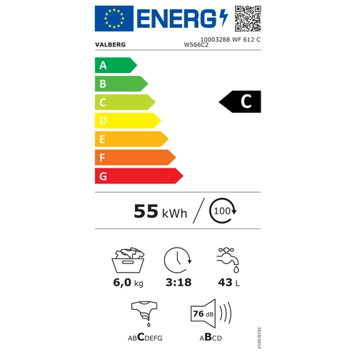 Valberg WF 612 C W566C2 : Étiquette énergie