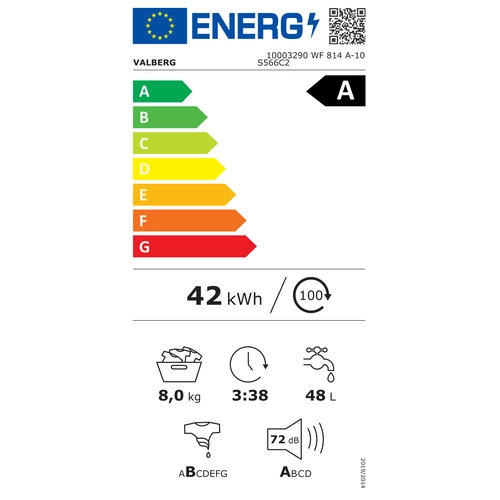Valberg WF 814 A-10 S566C2 : Étiquette énergie