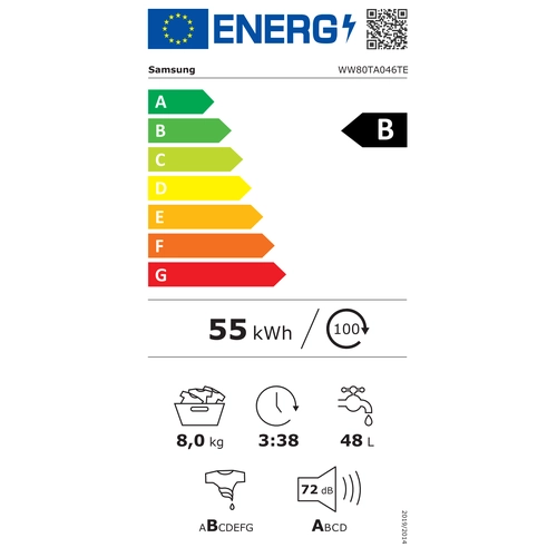 Samsung WW80TA046TE : Étiquette énergie
